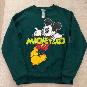 Disney Green Mickey Mouse Crewneck Sweater